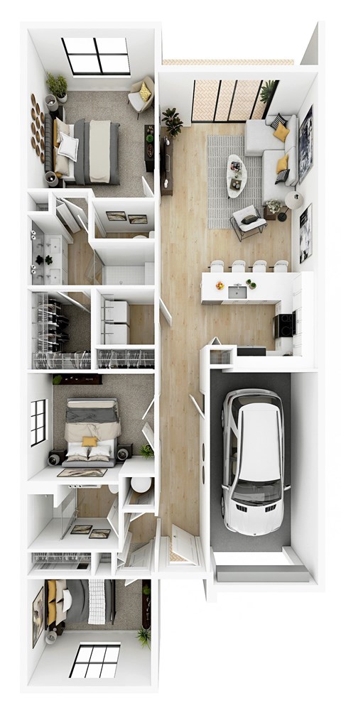 Floor plan for 3 beds, 2 baths, 1328 sqft